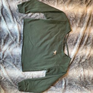 cropped dark green crewneck sweatshirt from pink